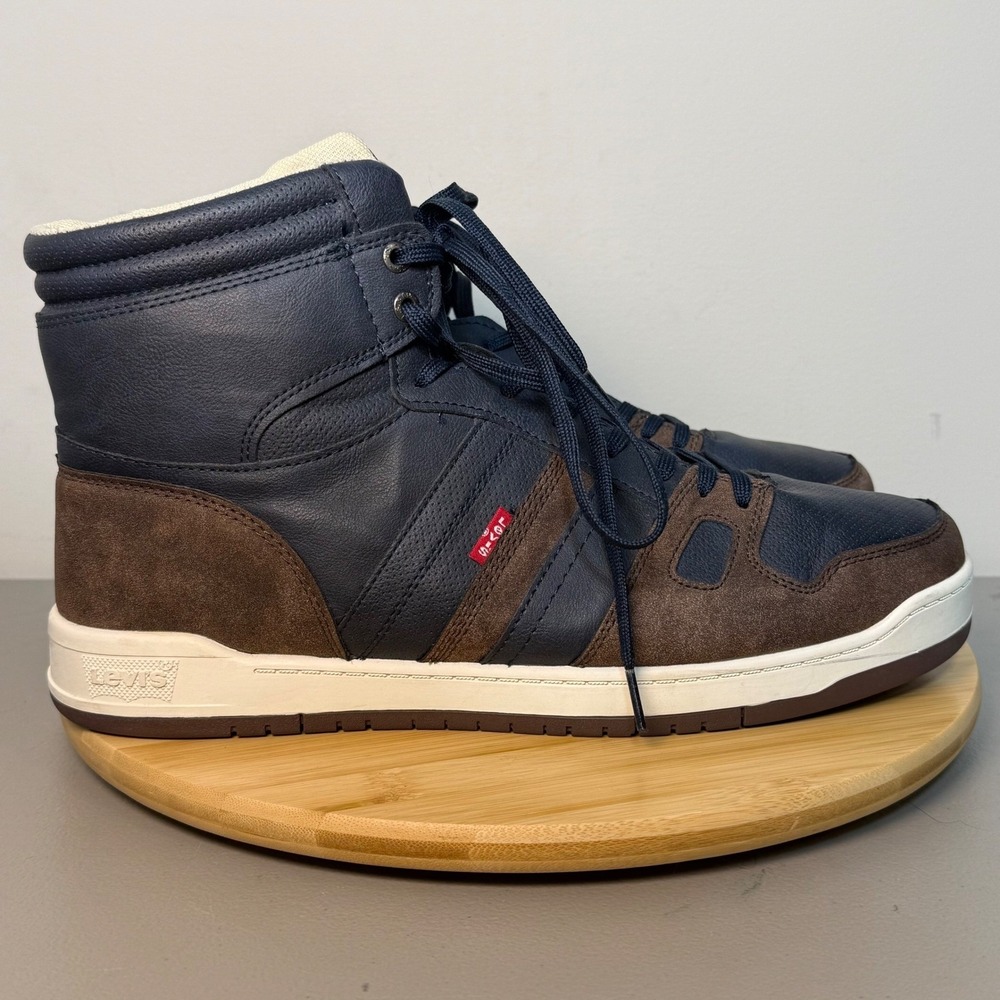 Good Levis High Top Sneakers Men 13 Navy Brown Faux Leather Skater Urban Classic